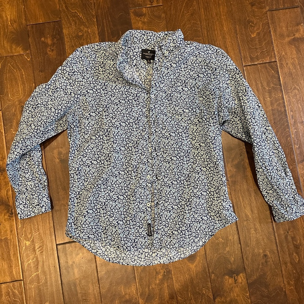 American Eagle Outfitters Blue Floral Dress Shirt